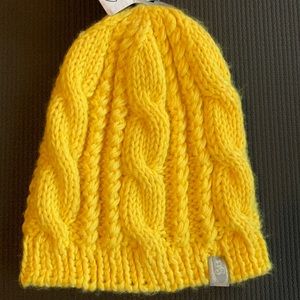 Bright yellow knit beanie